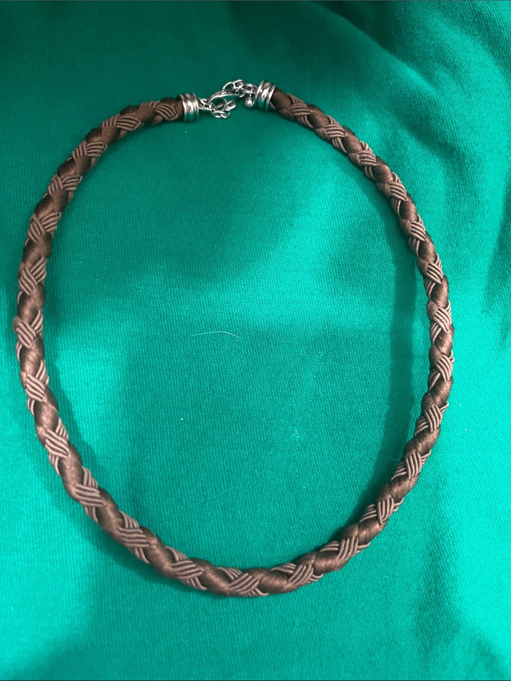 Braided Brown Necklace with 925 Silver Clasp